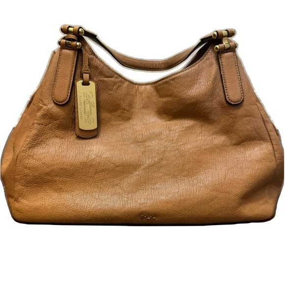 Ralph Lauren Expandable Tan Hobo / Shoulder Handbag